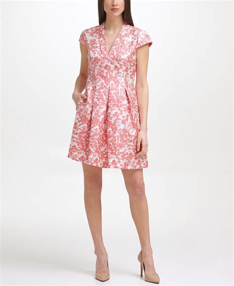 Vince Camuto Petite Floral Print Fit And Flare Dress Macys