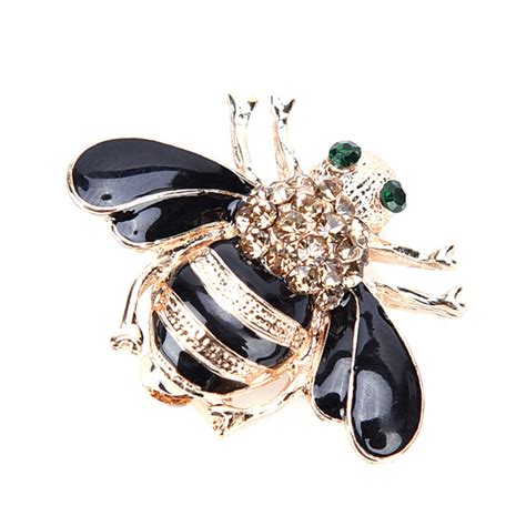 1pcs Vintage Bee Rhinestone Alloy Brooch Pin Women Crystal Insect Gold