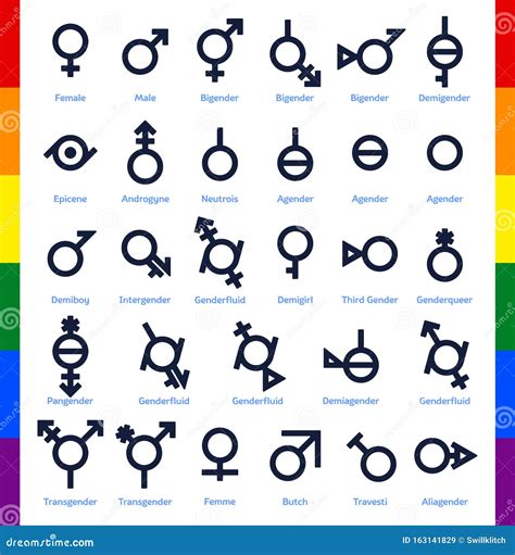 Collection Of Gender Icons Or Signs For Sexual Freedom And Equality In Modern Society Stock