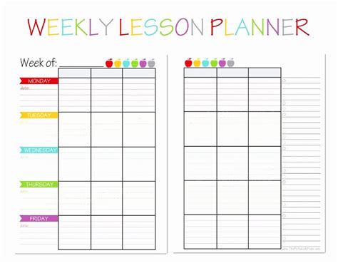 Free Printable Weekly Lesson Plan Template Printable Templates
