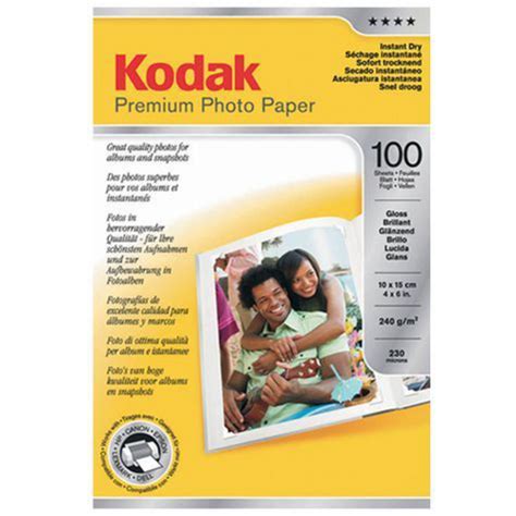 Black glossy paper come with full features that produce clear photos and images upon printing. Kodak 4 x 6" Premium Glossy Photo Paper 250gsm 100 Pack ...