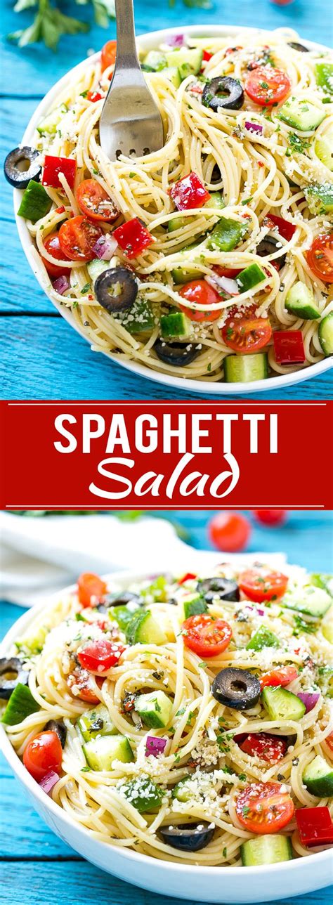Add the italian dressing, salad supreme, and the parmesan cheese, stir until evenly distributed. This recipe for spaghetti salad is a unique pasta salad ...