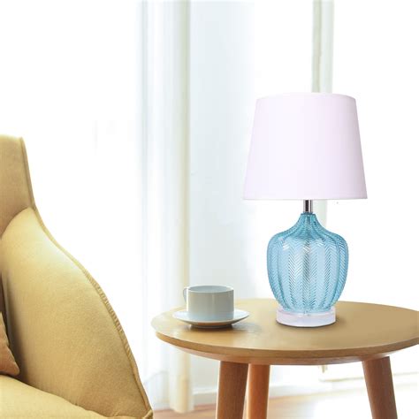 Modern Table Lamp With Blue Glass Base Qua Blue Translucent Glass With