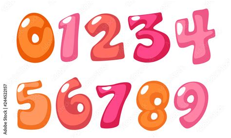 Cute Bold Font Numbers In Pink Color For Kids Stock Vector Adobe Stock