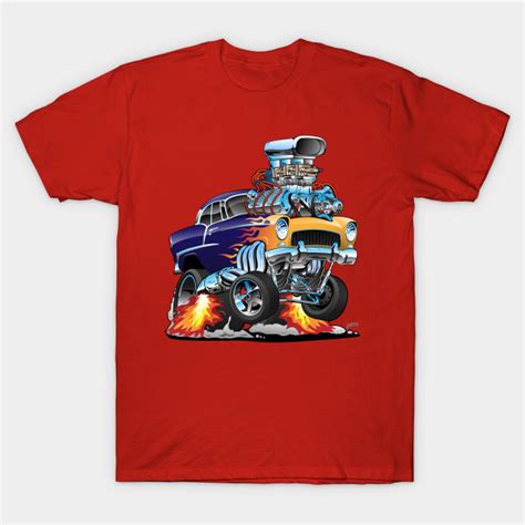 Classic Fifties Hot Rod Muscle Car Cartoon Car T Shirt