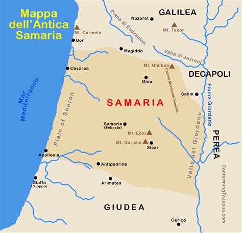 Mappa Dellantica Samaria Romana Samaria Al Tempo Di Gesu`