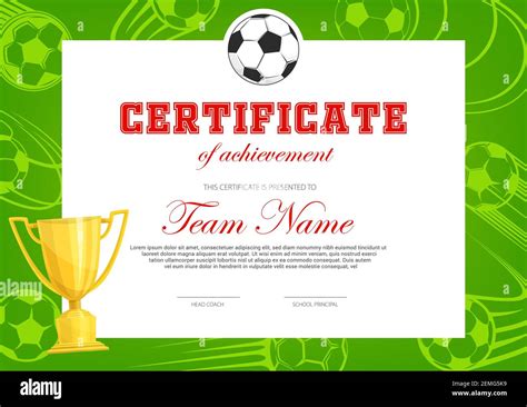 Certificado De Logro En El Partido De Fútbol Plantilla Vectorial De