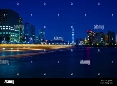 Night Timelapse At Sumida River In Tokyo Stock Photo Alamy