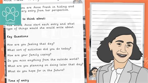 Teachers Pet Anne Frank Diary Entry Activity