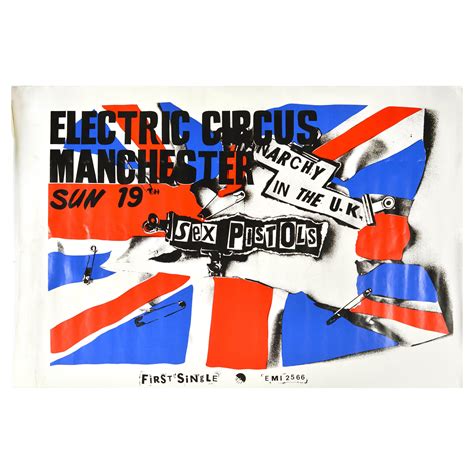 Original Vintage Music Concert Advertising Poster Sex Pistols Anarchy