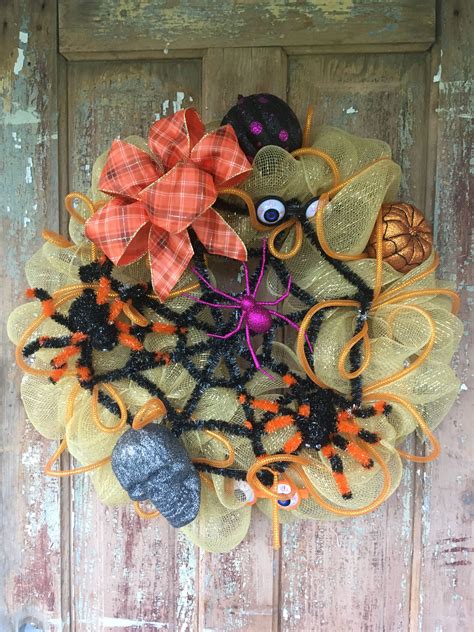 SALE Halloween wreath for front door Deco mesh Autumn or | Etsy | Halloween mesh wreaths ...