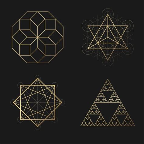 Sacred Geometry Golden Vector Design Elements Collection Alchemy