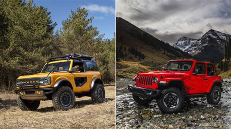 2021 Ford Bronco Vs 2020 Jeep Wrangler How They Compare On Paper