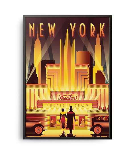 Retro Art Deco New York Travel Poster Weekend Poster
