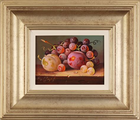Raymond Campbell Original Oil Painting On Panel Plums And Grapes