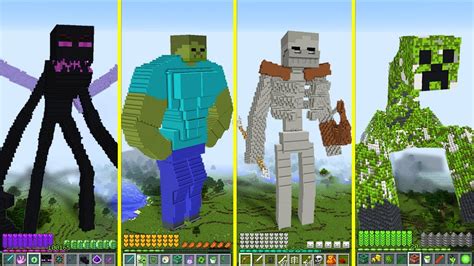 Titan Zombie And Skeleton And Enderman And Creeper Giant Mutant In