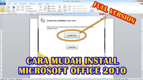 Cara Mudah Install Microsoft Office 2010 Microsoft