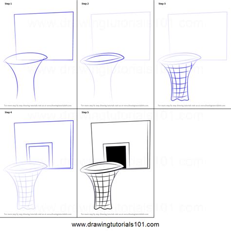 Follow this step by step guide to quickly draw out a basketball hoop all by yourself: How to Draw Basketball Hoop printable step by step drawing ...