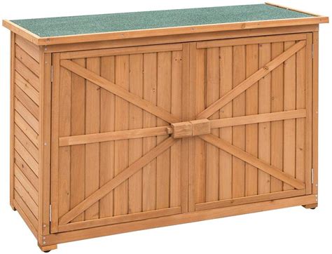 Goplus Wooden Garden Shed Outdoor Storage Cabinet Fir Wood Double Door