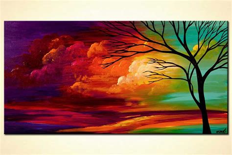 Painting For Sale Abstract Landscape Colorful Sunset