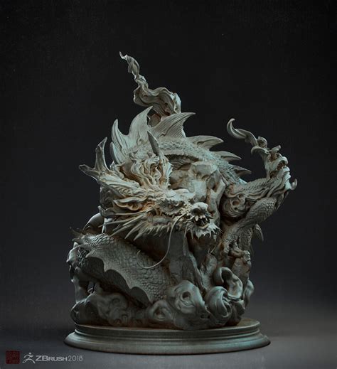 Zhelongs Art Chinese Dragon Statuezbrush2018beta Test