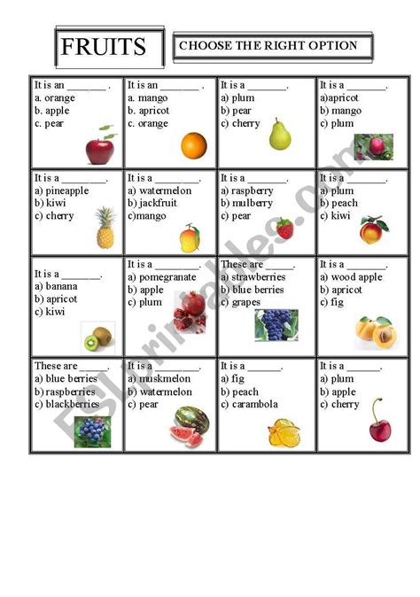 Esl Fruit And Vegetables Worksheets Cvc Words Kinderg