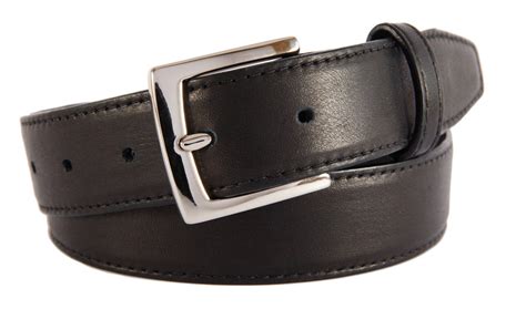 Black Smooth Leather Belt Signature Buckle Shiny Silver Bello Belts