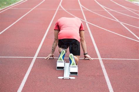 Man Runner Getting Ready To Start Sprinting Run Stock Image Image Of