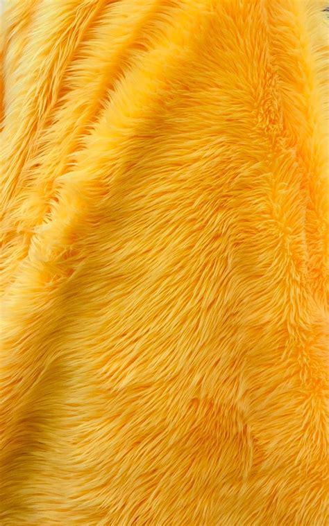 Bright Yellow Shaggy Faux Fur Fabric By The Yard Upholstery Custome 60