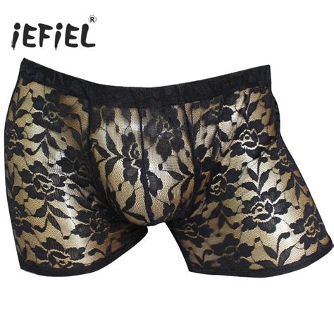 IEFiEL New Rose Lingerie Mens Sexy Gay Men Lingerie Sheer Lace Floral