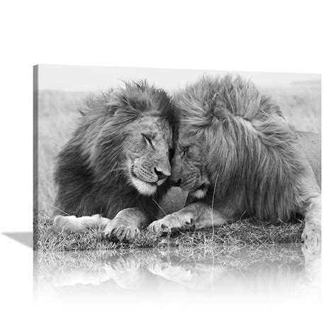 Buy KALAWA Lion Canvas Wall Art Black And White Lion Mens Room Decor