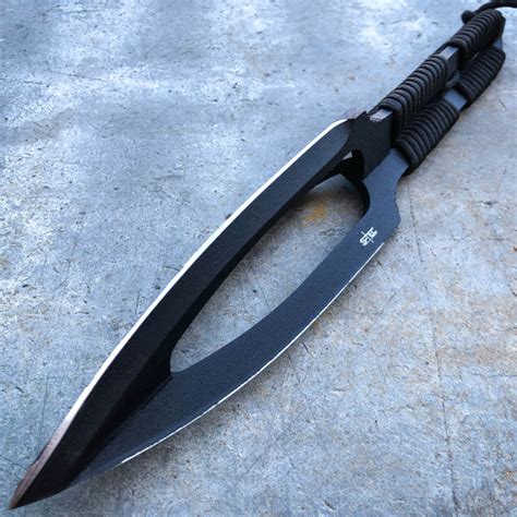 12 Military Tactical Full Tang Fixed Blade Black Tri Edged Spear Head
