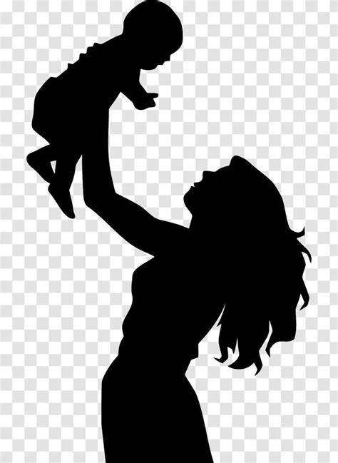 A Silhouette Of A Woman Holding A Baby In Her Arms With The Childs Head