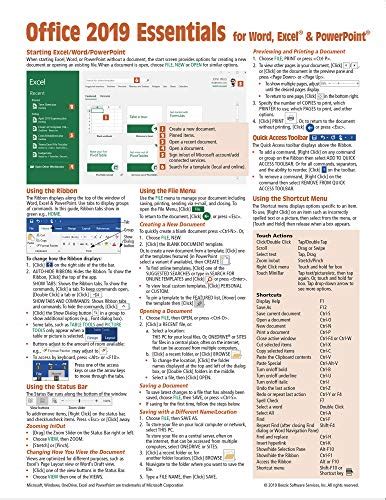 Buy Microsoft Office Essentials Quick Reference Guide Windows Version Cheat Sheet Of