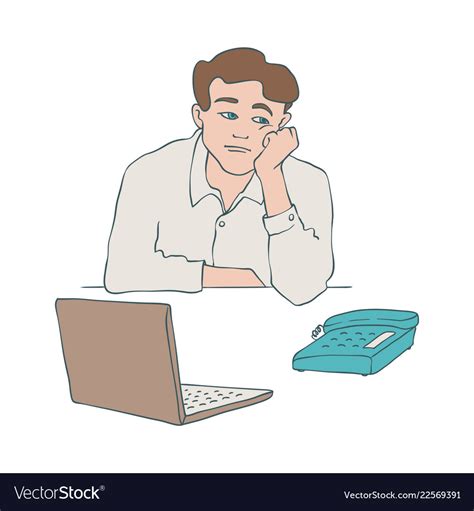 Bored Man Of Young Male Royalty Free Vector Image