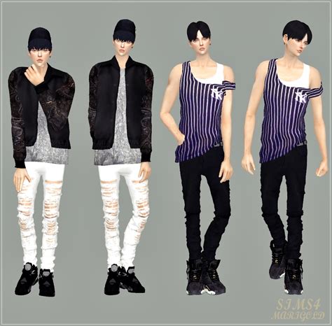 My Sims 4 Blog Black And White Ripped Jeans For Males By Marigold