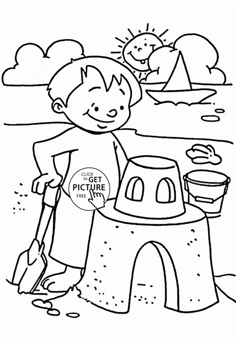 Printable Coloring Pages Of Kids At The Beach Coloring Home