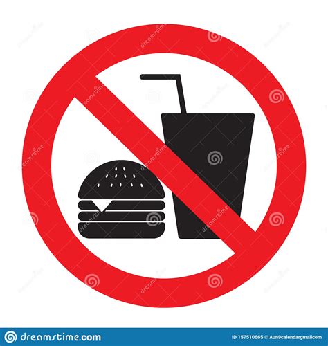No Eating Vector Sign,no Food Or Drink Allowed Vector.No Food Or Drinks Allowed Stock Vector 