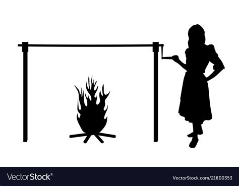Woman And Spit Roast Fire Royalty Free Vector Image