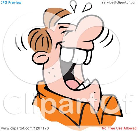 Clipart Of A Caucasian Man Laughing Royalty Free Vector