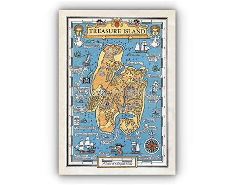 Treasure Island Map By Monro Orr Pirate Pictorial Map A3 Or Etsy