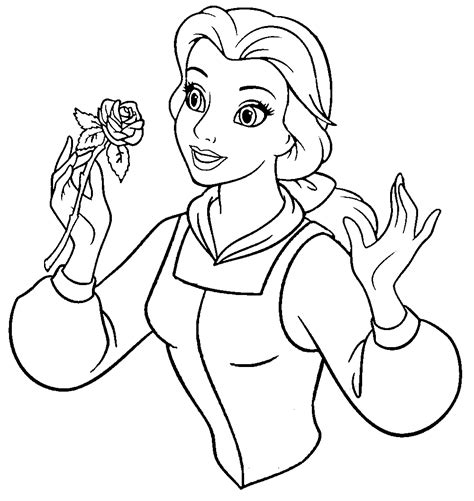 Select one of 1000 printable coloring pages of the category disney. Beauty And The Beast Belle Hold A Sprig Of Flowers