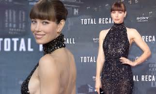 Jessica Biel Opts For Femme Fatale Style In Glittering Backless Black Gown With Sheer Skirt At