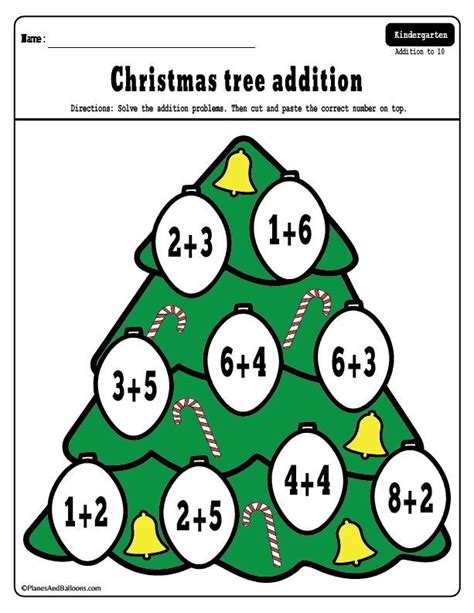 Christmas Addition Worksheets Kindergarten