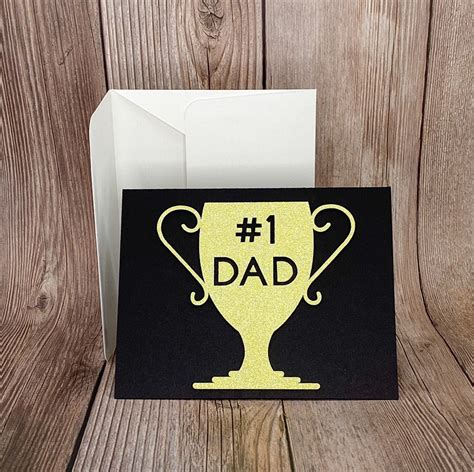 Elegant Gold On Black 1 Dad Trophy Card Happy Birthday Dad Etsy