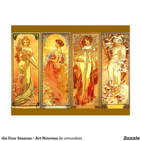 The Four Seasons Art Nouveau Postcard Alphonse Mucha
