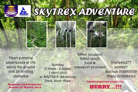 Prices start at $20 per night, and houses and condos are popular options for a stay in skytrex adventure. MELTECH UiTM: SKYTREX Adventure