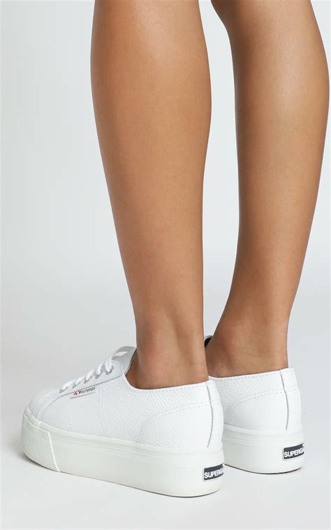 Superga 2790 Fglw Platform Sneakers In White Leather Showpo