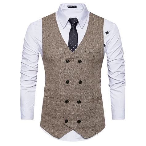 Mens Old School 8 Buttons Herringbone Vests For Male Slim Fit Mans Suit