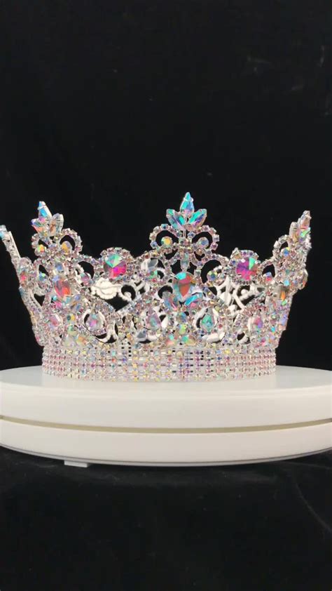 full round custom crown rhinestone pageant crowns crystal ab stones large tiara buy full round